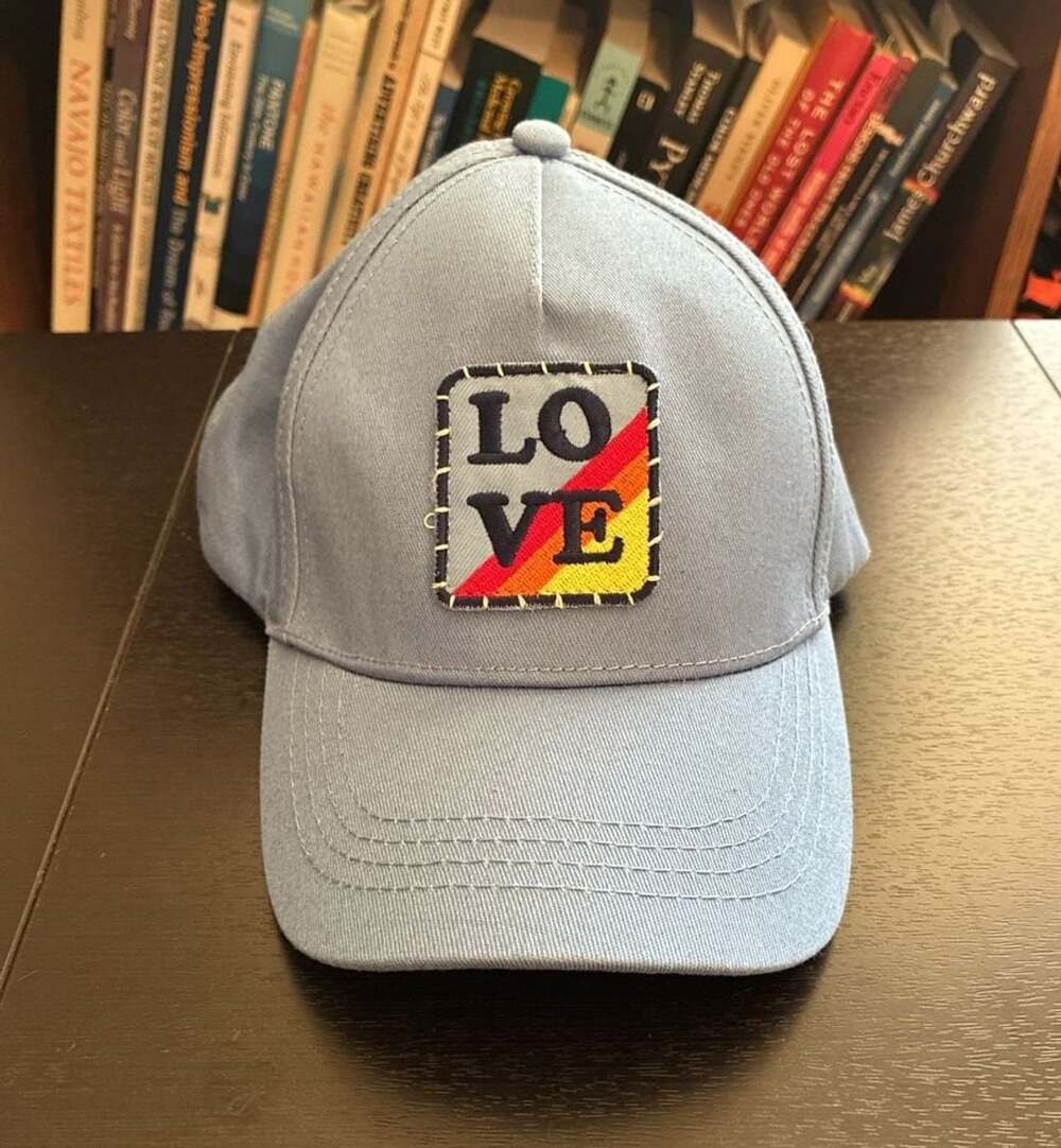 Butter Super Soft Love Rainbow Patch Baseball Cap OS Light Blue Cotton